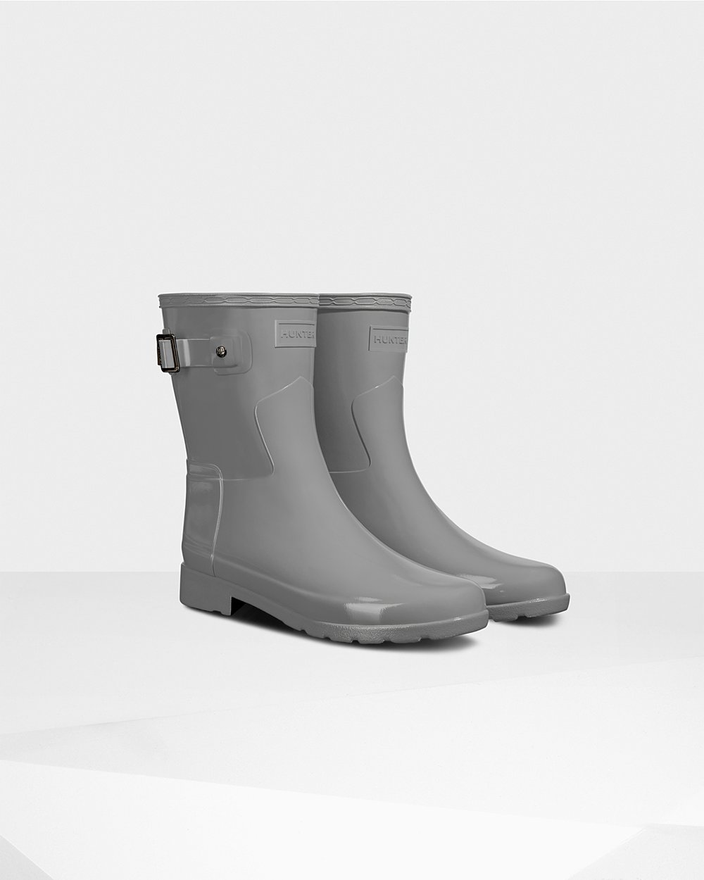 Hunter Refined Slim Fit Gloss For Women - Short Rain Boots Grey | India LJOHC6291